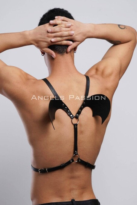 Kanatlı Erkek Harness, Erkek Göğüs Harness ve Kanat Detay, Deri Kanatlı Harness - APFTM150 - 7