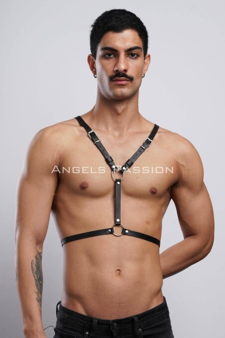 Kanatlı Erkek Harness, Erkek Göğüs Harness ve Kanat Detay, Deri Kanatlı Harness - APFTM150 - 2