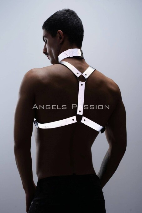 Karanlıkta Parlayan (Reflektörlü) Choker ve Göğüs Harness Takım, Clubwear - APFTM35 - 3