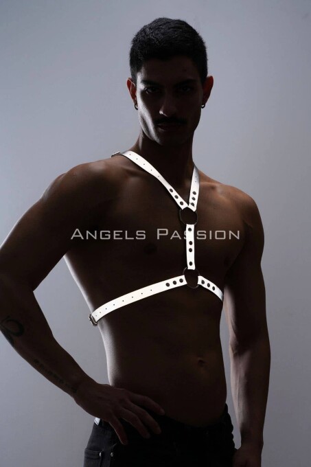 Karanlıkta Parlayan (Reflektörlü) Erkek Göğüs Harness, Erkek Parti Giyim - APFTM108 - 6