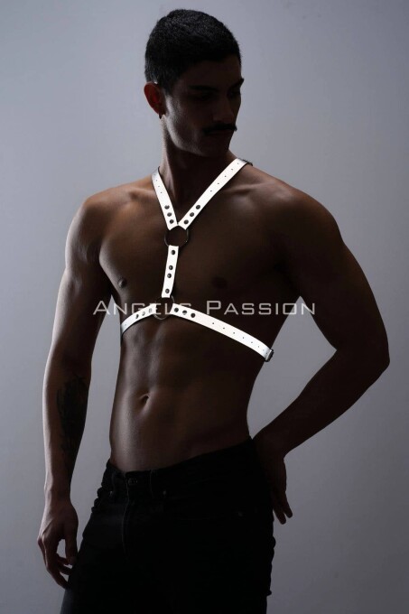 Karanlıkta Parlayan (Reflektörlü) Erkek Göğüs Harness, Erkek Parti Giyim - APFTM108 - 2