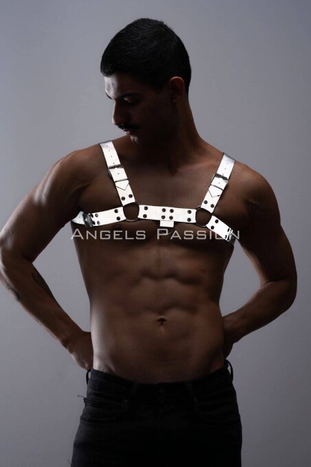 Karanlıkta Parlayan - Reflektörlü Erkek Göğüs Harness, Erkek Partywear - APFTM149 - 1