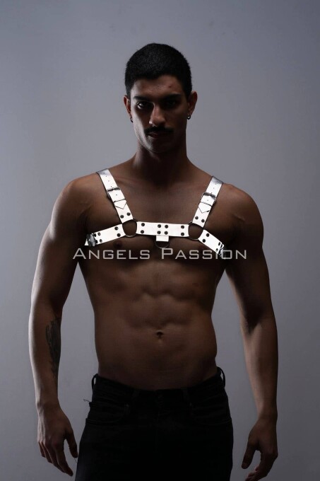 Karanlıkta Parlayan - Reflektörlü Erkek Göğüs Harness, Erkek Partywear - APFTM149 - 2