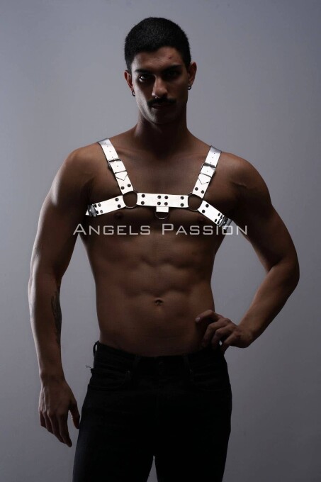 Karanlıkta Parlayan - Reflektörlü Erkek Göğüs Harness, Erkek Partywear - APFTM149 - 3