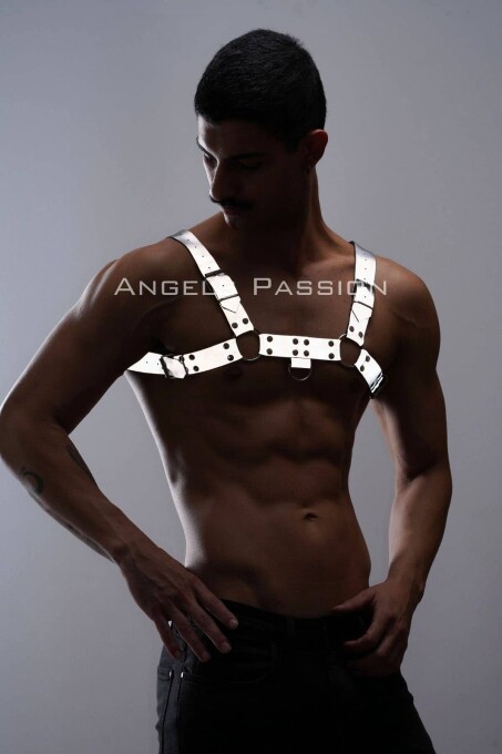 Karanlıkta Parlayan - Reflektörlü Erkek Göğüs Harness, Erkek Partywear - APFTM149 - 6