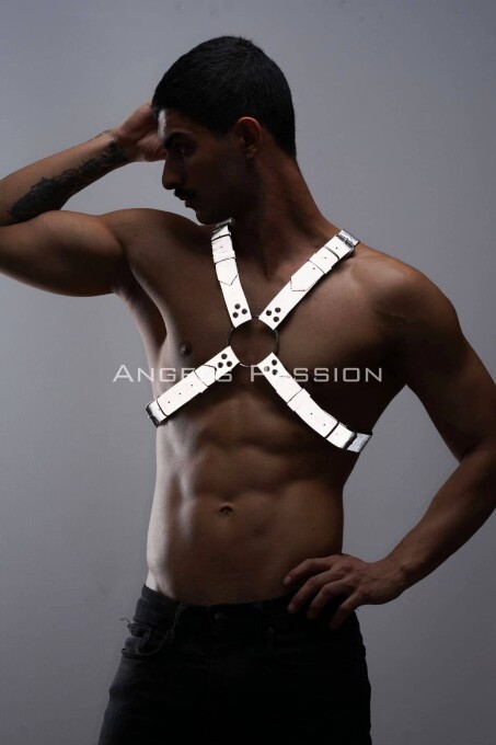 Karanlıkta Parlayan (Reflektörlü) Erkek Göğüs Harness, Parti Aksesuar - APFTM95 - 4