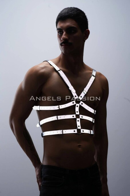 Karanlıkta Parlayan - Reflektörlü Erkek Göğüs Harness, T-Shirt Üzeri Harness - APFTM38 - 1