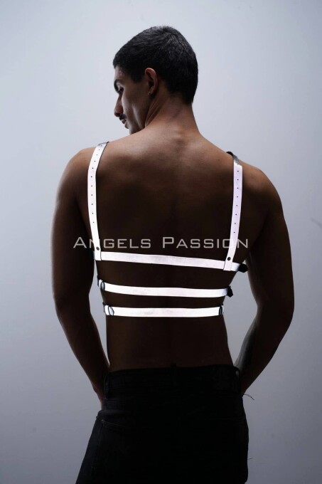 Karanlıkta Parlayan - Reflektörlü Erkek Göğüs Harness, T-Shirt Üzeri Harness - APFTM38 - 6