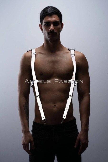 Karanlıkta Parlayan - Reflektörlü Pantolon Askısı, Erkek Göğüs Harness - Reflektörlü Clubwear - APFTM135 - 2