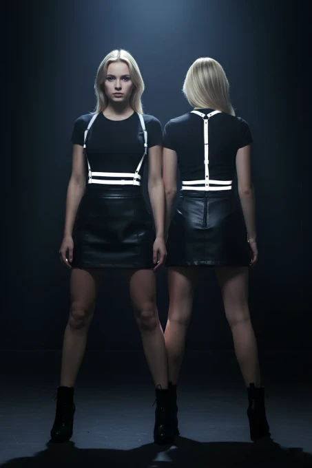 Karanlıkta Yansıyan - Reflektörlü Göğüs Harness, Parti Harness, Elbise Aksesuar - APFT205 - 1