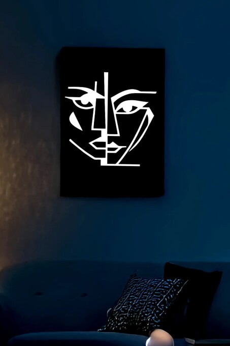 Karanlıkta Yansıyan Yüz, Reflektörlü Deri Abstract Face, Soyut Yüz - 1
