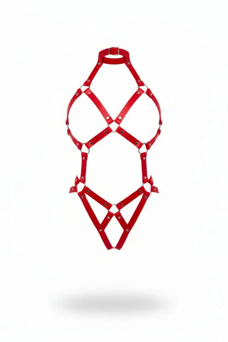 Kırmızı Body Harness Çapraz Şeritli Halka Detaylı Aksesuar - APFT514 - 1