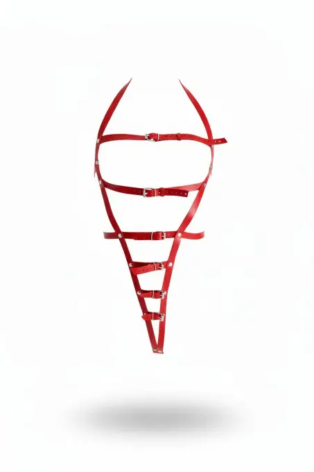 Kırmızı Body Harness Deri Çoklu Tokalı Vücut Aksesuarı - APFT790 - 1