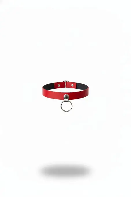 Kırmızı Choker Suni Deri Metal Halka Detaylı Gerdanlık - APFT519 - 1
