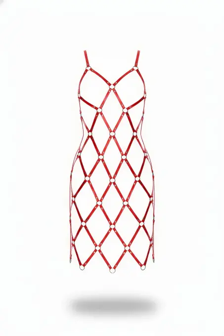 Kırmızı Etek Deri Bantlı Halka Detaylı Etek Mini Etek - APFT844 - 1