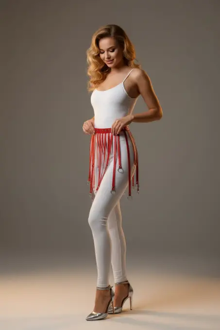 Kırmızı Etek Deri Halka Detaylı Etek Mini Etek Aksesuar - APFT579 - Angels Passion (1)