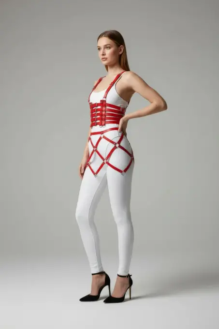 Kırmızı Etek Deri Tokalı Bel Korsesi - APFT785 - Angels Passion (1)