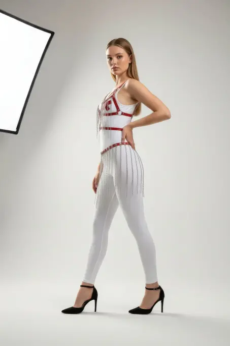 Kırmızı Etek Zincir Detaylı Etek Suni Deri Etek - APFT496 - Angels Passion (1)