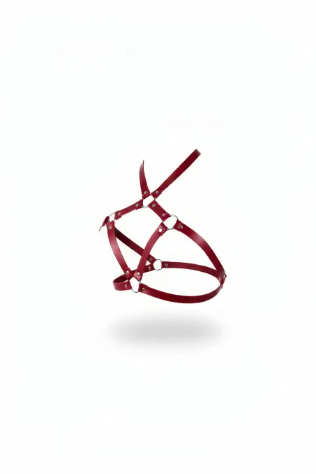 Kırmızı Göğüs Harness Deri Halka Detaylı Vücut Aksesuarı - APFT231 - 1