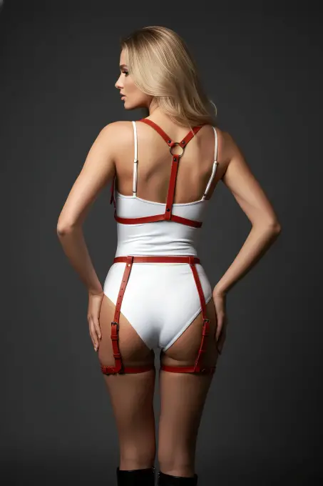 Kırmızı Harness Takım Ayarlanabilir Tokalı Vücut Kemer Seti - APFT1378 - 4