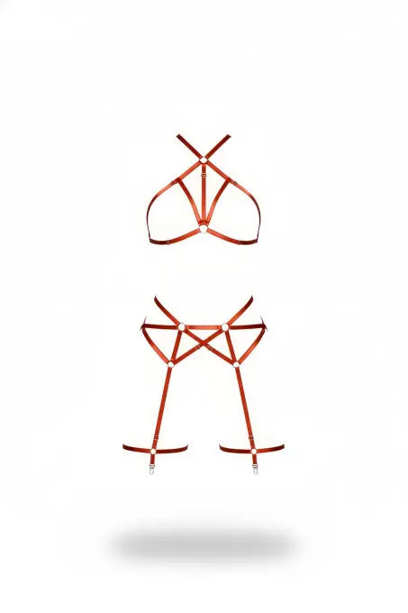 Kiremit Harness Takım Çapraz Bantlı Halka Detaylı Jartiyerli - APFT161 - 1