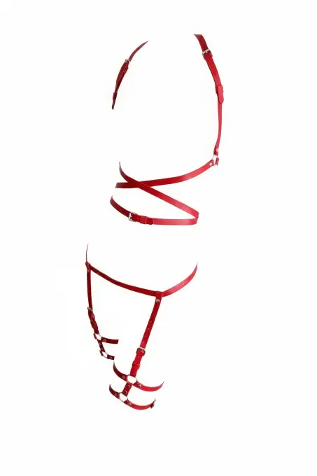 Kırmızı Harness Takım Tokalı Vücut Bacak Aksesuarı - APFT274 - 1