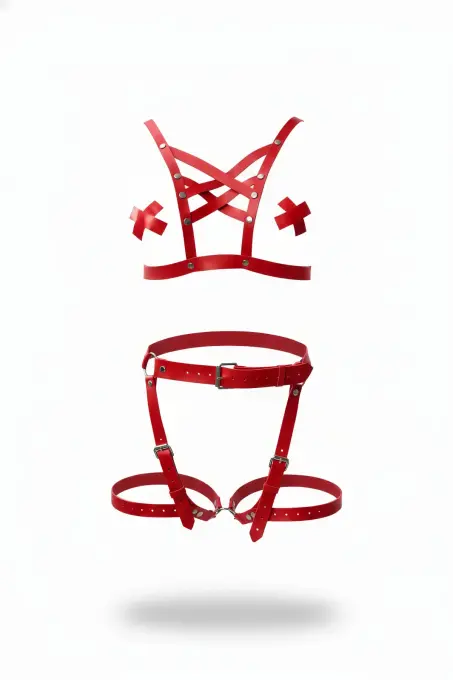 Kırmızı Harness Takım Zımbalı Çapraz Bant Detaylı - APFT866 - 1