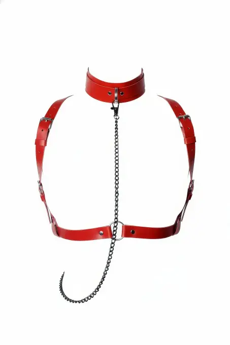Kırmızı Harness Takım Zincir Detaylı Boyunluklu - APFT419 - 1
