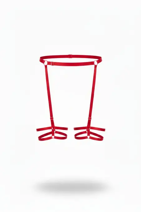 Kırmızı Jartiyer Harness Ayarlanabilir Halka Detaylı Bacak Bandı - APFT591 - 1