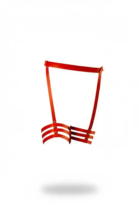 Kırmızı Jartiyer Harness Deri Zımba Detaylı Bacak Aksesuarı - APFT129 - 1