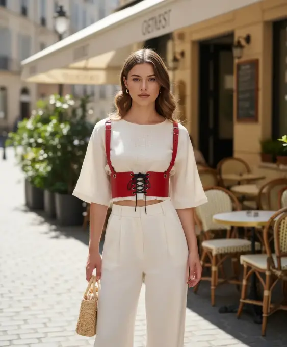 Kırmızı Kadın Kemer Bağcıklı Korse Bel Aksesuarı - APFT1429 - 1