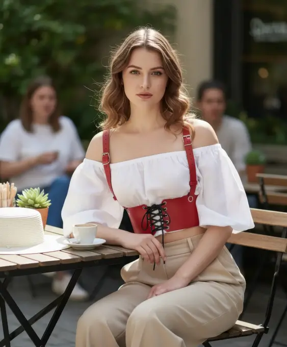 Kırmızı Kadın Kemer Bağcıklı Korse Bel Aksesuarı - APFT1429 - 2