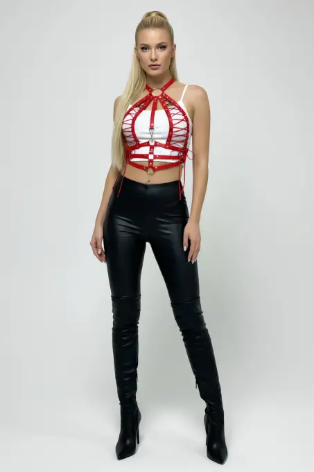 Kırmızı Kadın Kemer Bağcıklı Metal Tokalı Beden Aksesuarı - APFT1077 - 1