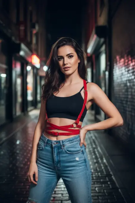 Kırmızı Kadın Kemer Çapraz Bağlamalı Vücut Aksesuarı - APFT198 - 3