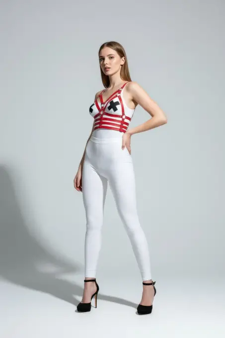 Kırmızı Kadın Kemer Çapraz Bantlı Vücut Aksesuarı - APFT511 - 1