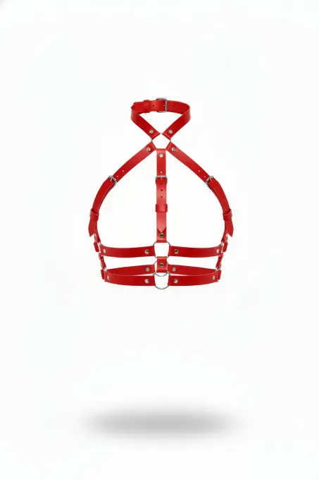 Kırmızı Kadın Kemer Çok Bantlı Deri Vücut Aksesuarı - APFT218 - 1