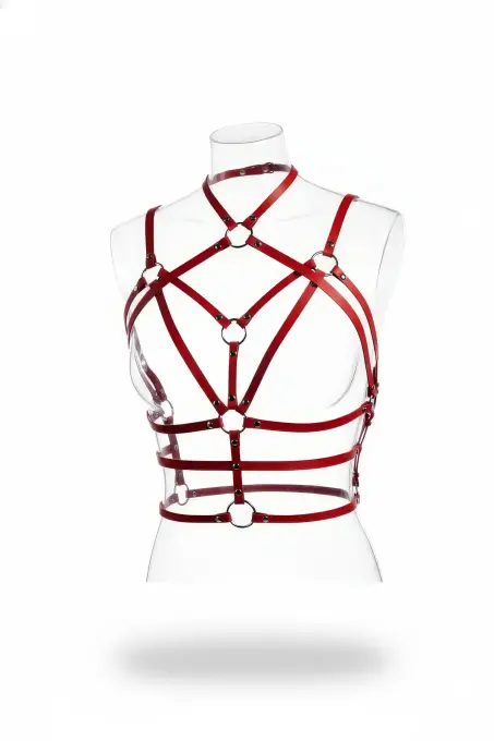 Kırmızı Kadın Kemer Çok Bantlı O Halka Detaylı Vücut Aksesuarı - APFT430 - 1