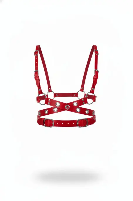 Kırmızı Kadın Kemer Çoklu Şeritli Metal Halka Detaylı - APFT890 - 1