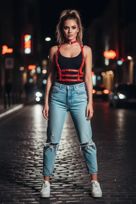 Kırmızı Kadın Kemer Çoklu Tokalı Vücut Aksesuarı - APFT615 - 3