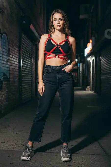 Kırmızı Kadın Kemer Deri Çapraz Vücut Aksesuarı - APFT816 - 3