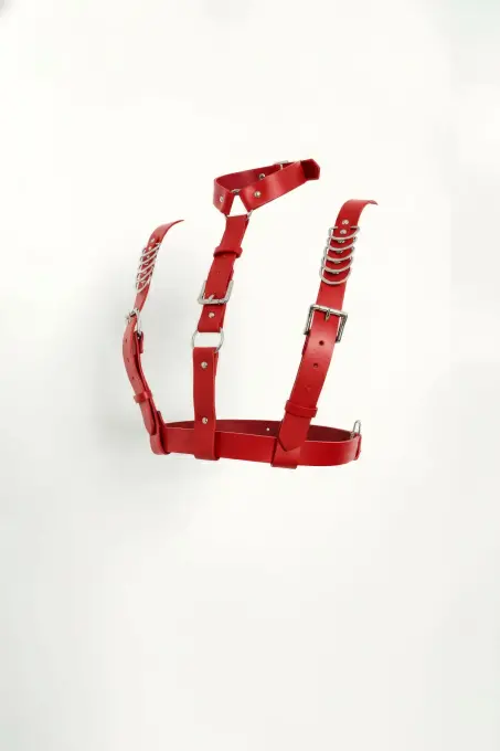 Kırmızı Kadın Kemer Deri Çoklu Tokalı Vücut Aksesuarı - APFT969 - 1