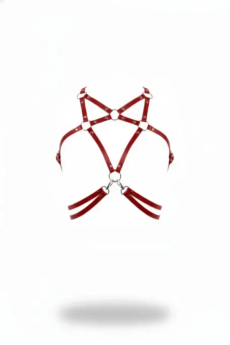 Kırmızı Kadın Kemer Deri Halka Detaylı Vücut Aksesuarı - APFT211 - 1