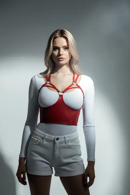 Kırmızı Kadın Kemer Deri Korse Tipi Vücut Aksesuarı - APFT872 - Angels Passion (1)