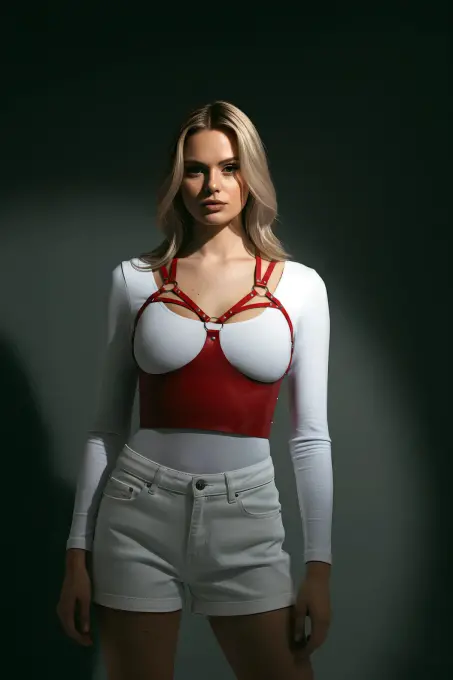 Kırmızı Kadın Kemer Deri Korse Tipi Vücut Aksesuarı - APFT872 - 3