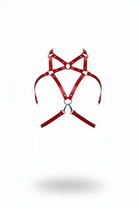 Kırmızı Kadın Kemer Deri Metal Halka Detaylı Gövde Aksesuarı - APFT108 - 1