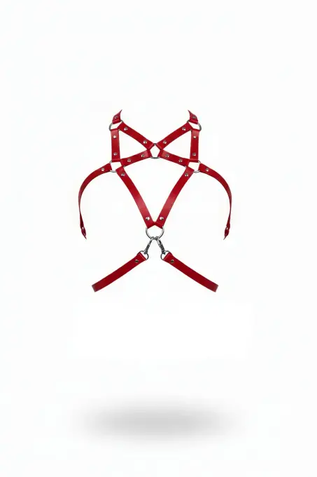 Kırmızı Kadın Kemer Deri Metal Halka Detaylı Gövde Aksesuarı - APFT108 - 2