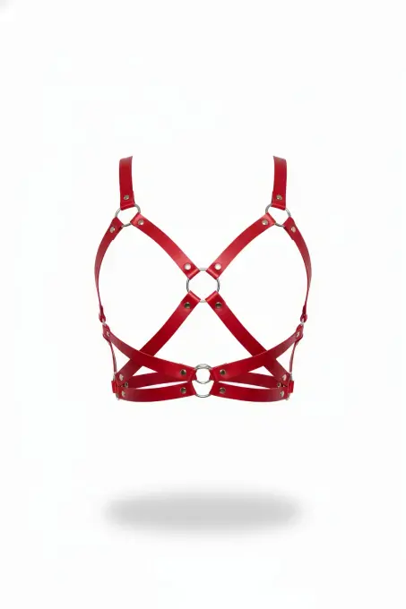 Kırmızı Kadın Kemer Deri O Halka Detaylı Vücut Aksesuarı - APFT816 - 1