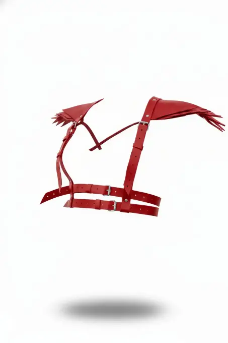 Kırmızı Kadın Kemer Deri Omuz Detaylı Vücut Aksesuarı - APFT717 - 1