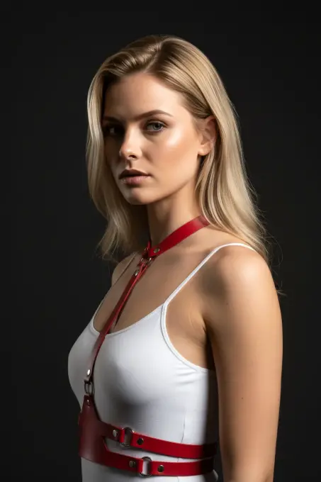 Kırmızı Kadın Kemer Deri Vücut Aksesuarı - APFT17 - 3