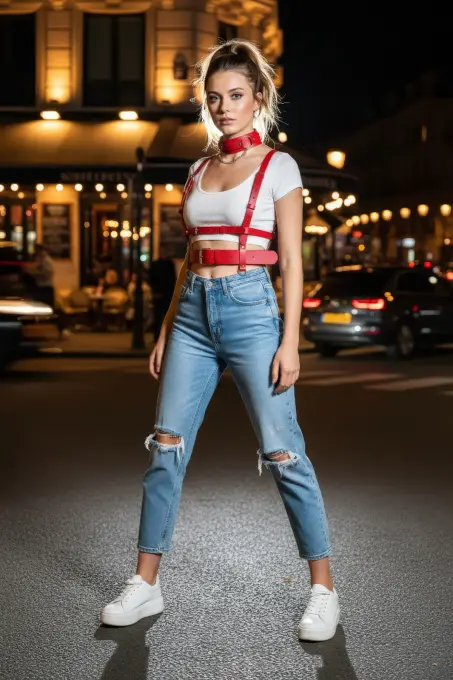 Kırmızı Kadın Kemer Deri Vücut Aksesuarı Tokalı Yelek - APFT959 - Angels Passion (1)